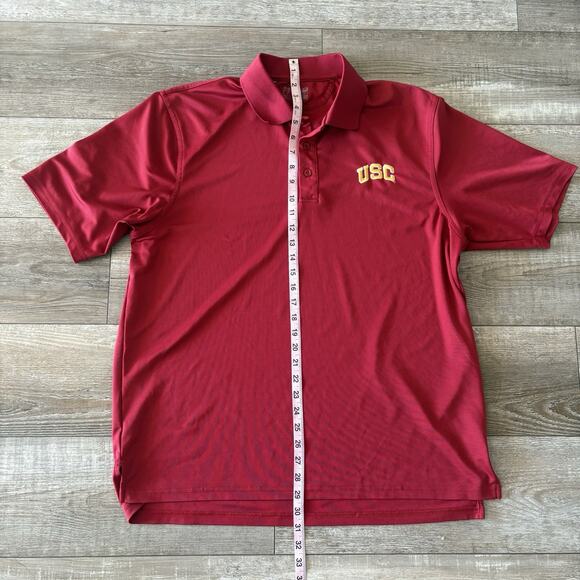 USC Under Armour Polo Shirt Mens Large Cardinal Red Trojans NCAA Football Golf - Picture 6 of 9